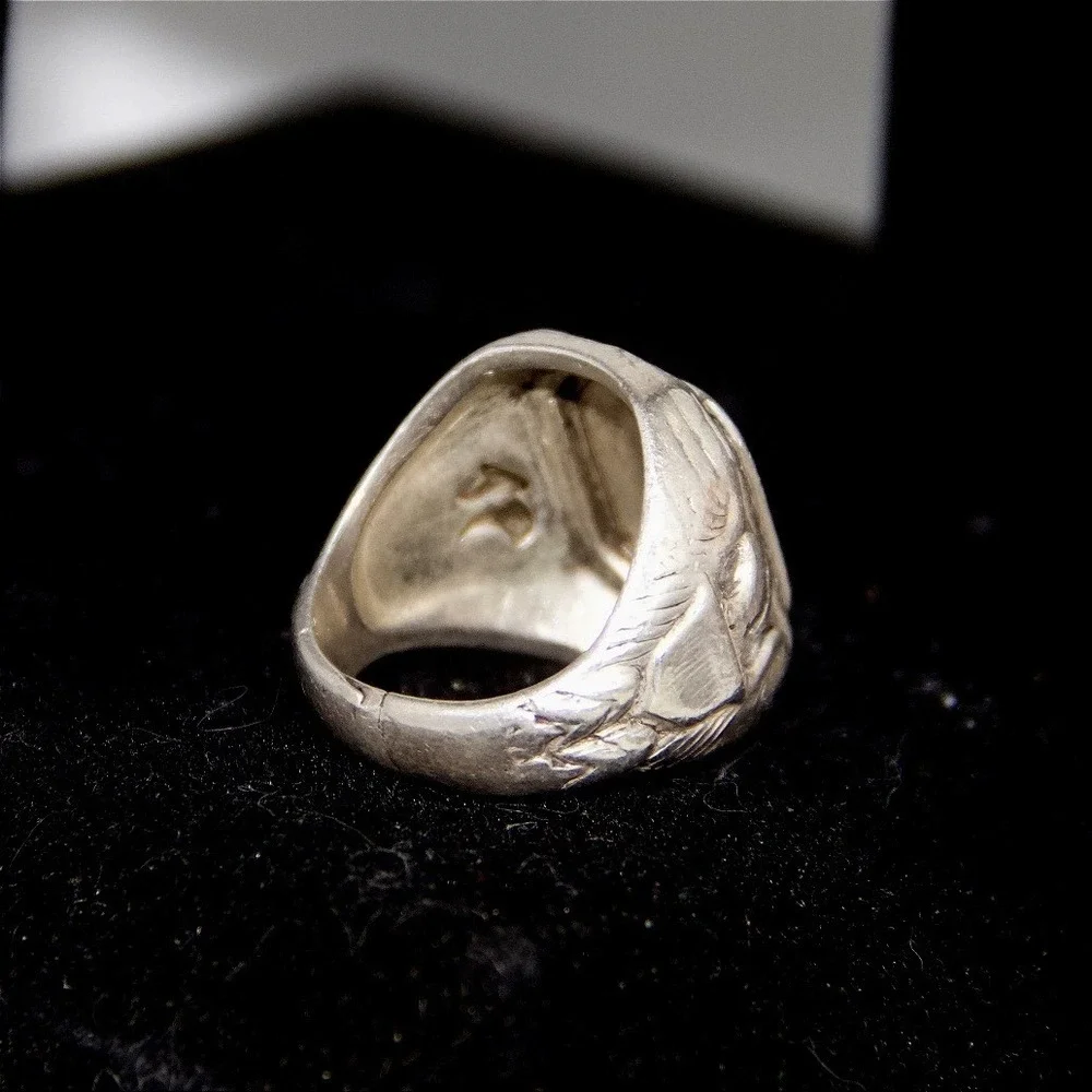 Vintage‎ USN United States Navy Sterling Silver Class Ring Signet Eagle Size 8
